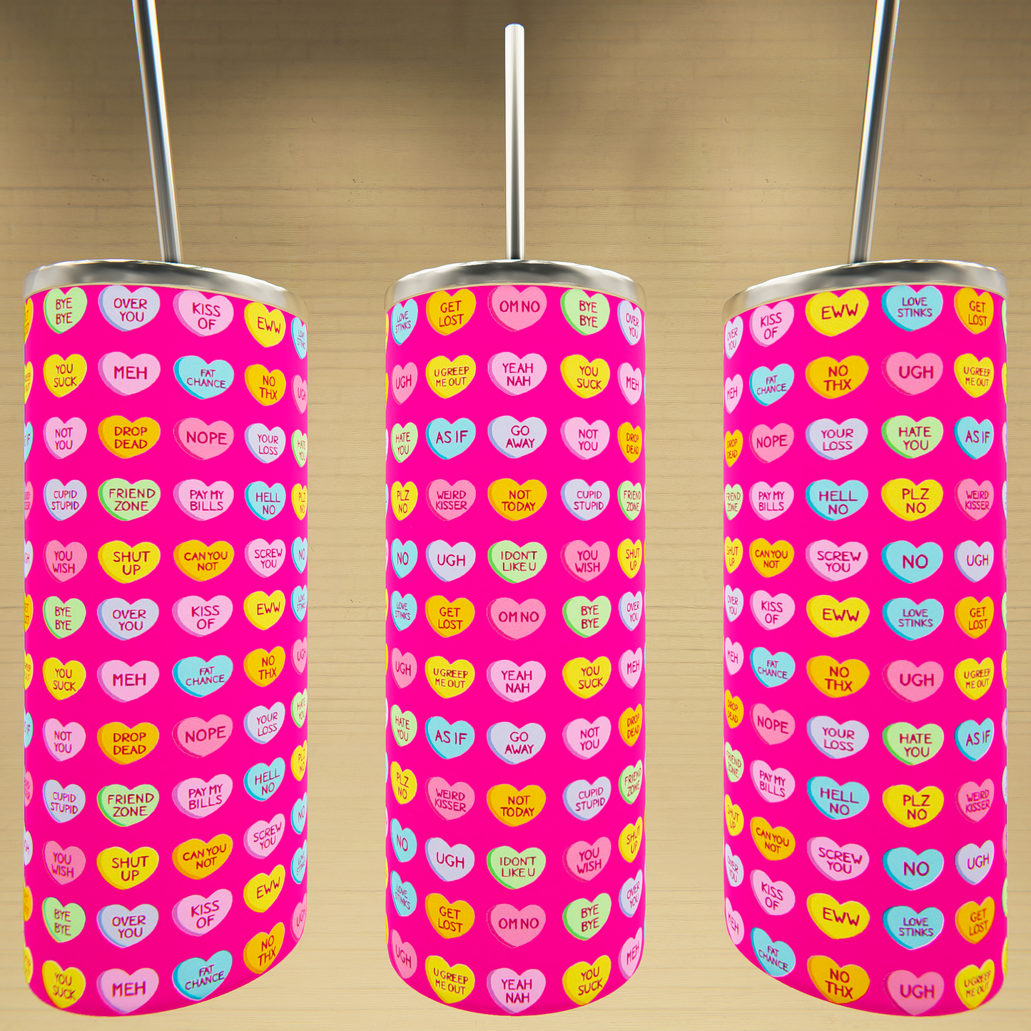 Small Conversation Hearts - Valentine's Day Tumbler