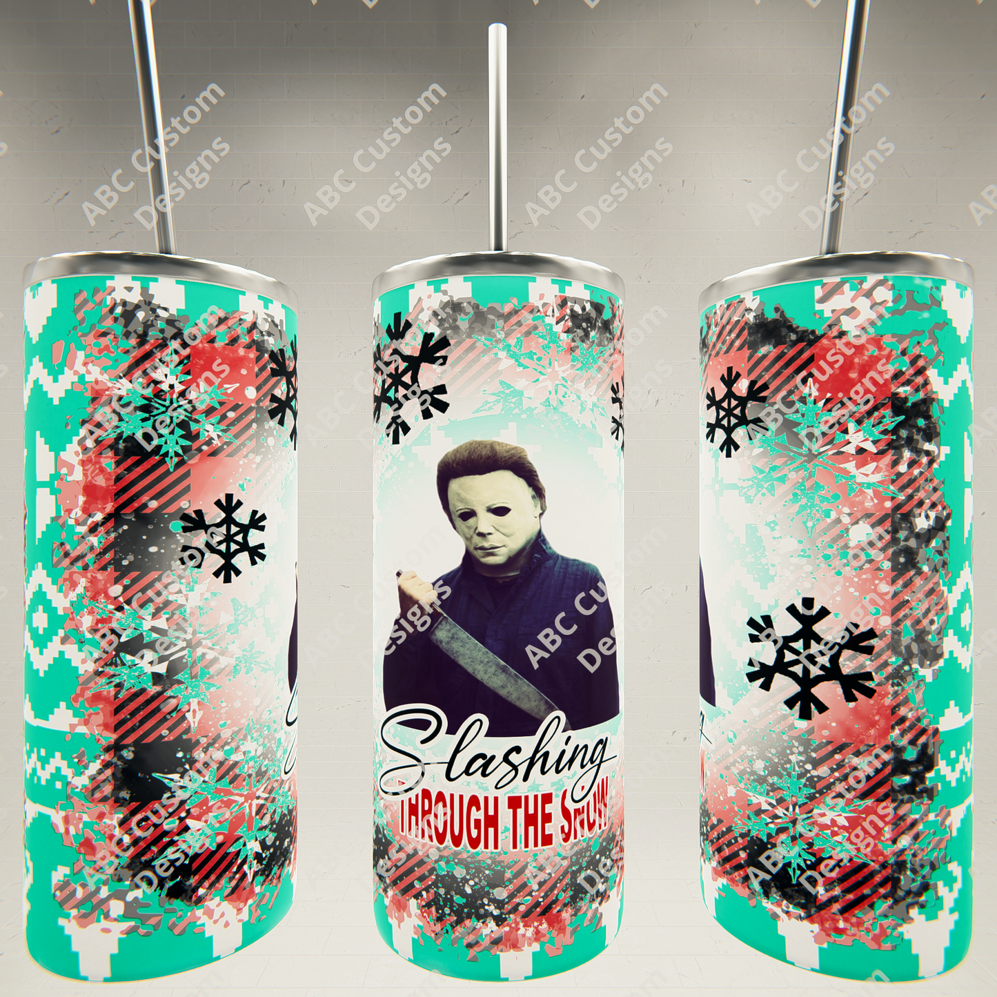 Slashing Through the Snow - Michael Meyers - Christmas Horror Tumbler