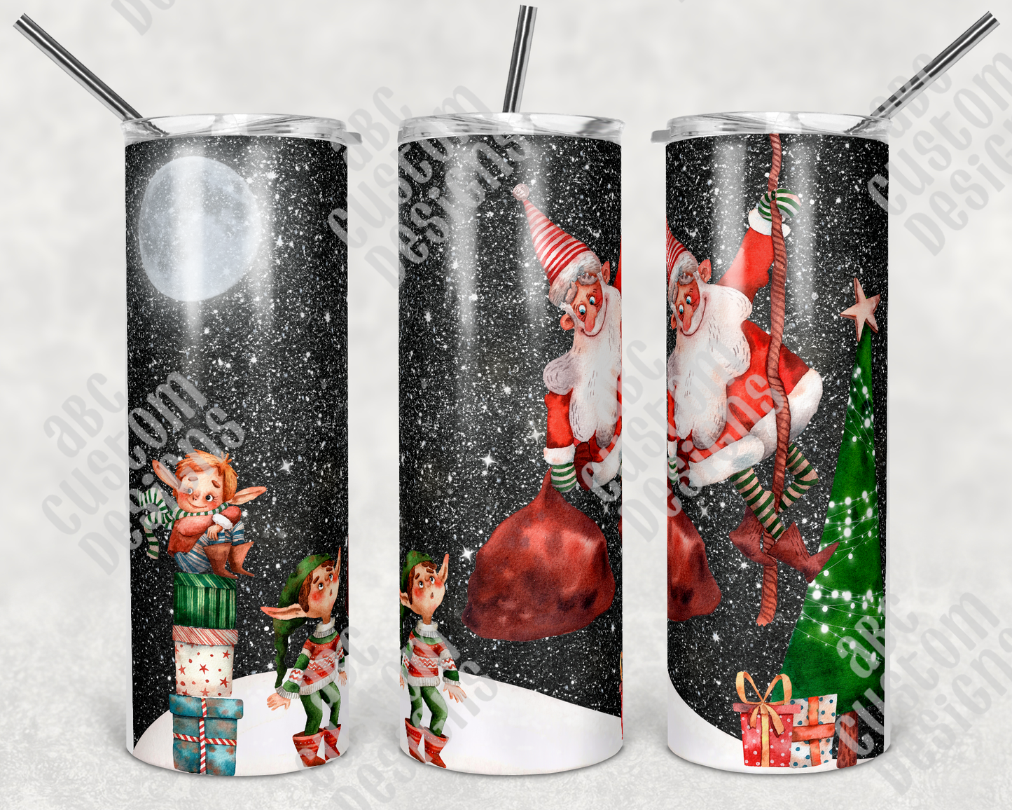 Tumbler - Santa on Rooftop with Elves