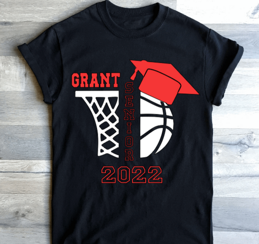 Basketball Senior Shirt - Red and White