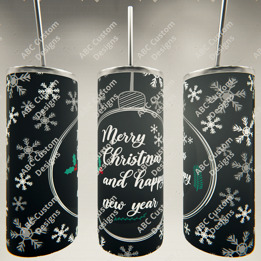 Merry Christmas and Happy New Year Ornament Tumbler