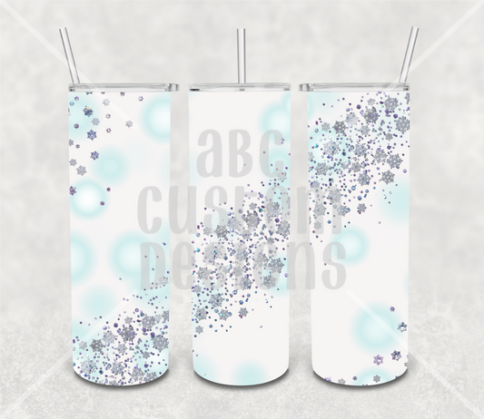 Tumbler - White with Blue Color Bursts and Diamond-like Bursts
