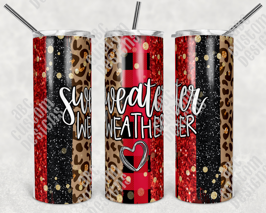 Tumbler - Sweater Weather - Red, Black, and Leopard