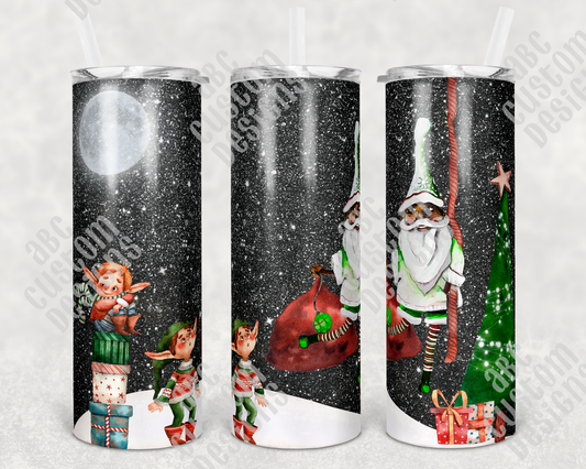 Tumbler - Santa on Rooftop with Elves