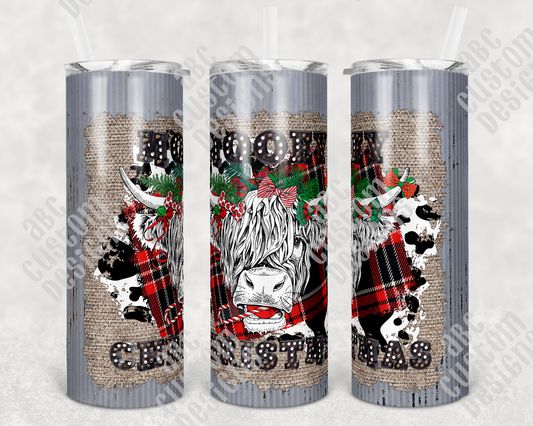 Tumbler - Mooey Christmas - Cows, Buffalo Plaid