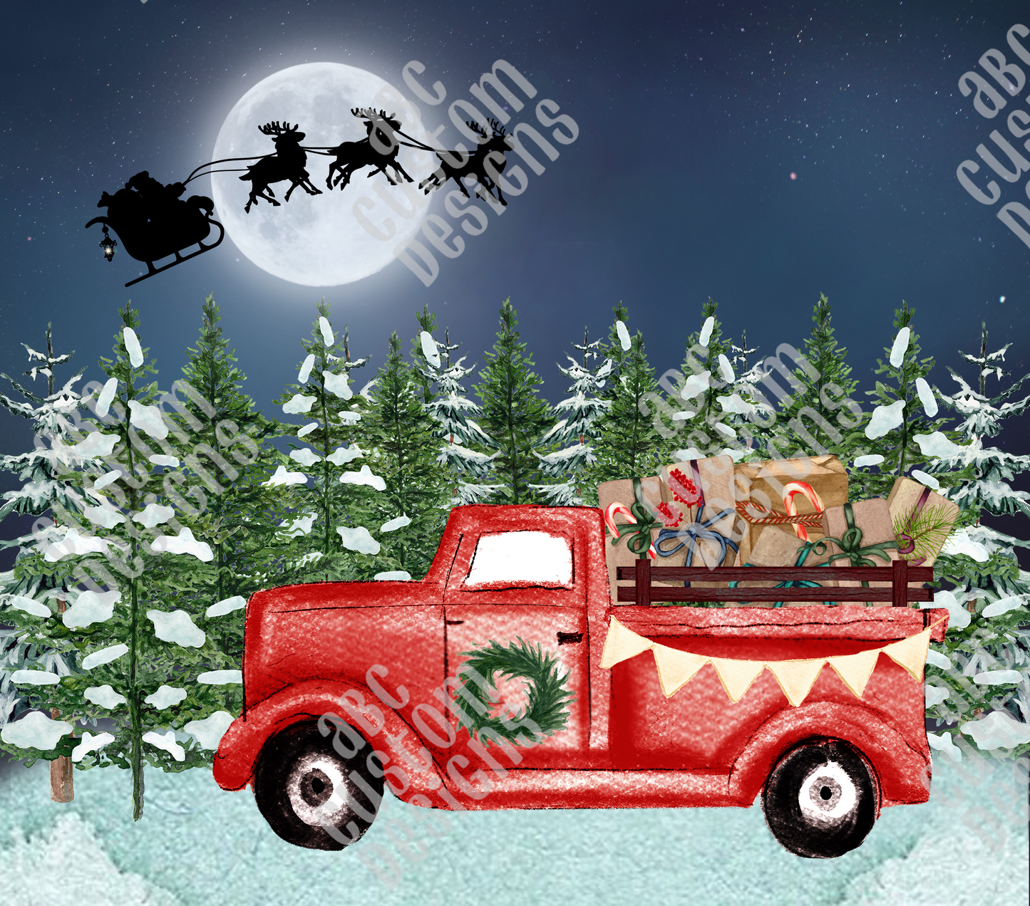 Tumbler - Red Truck - Santa In The Sky