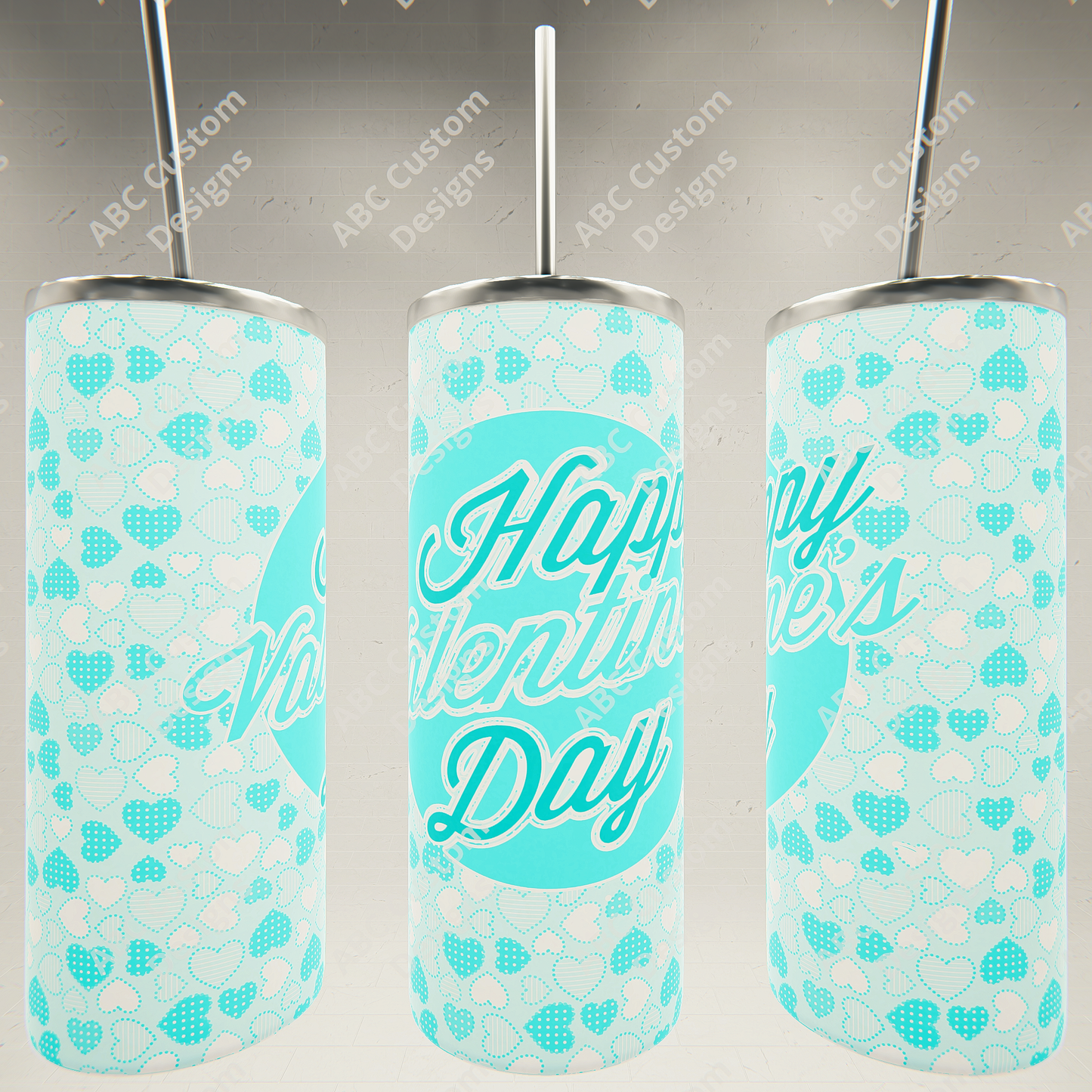 Happy Valentine's Day Tumbler - Turquoise