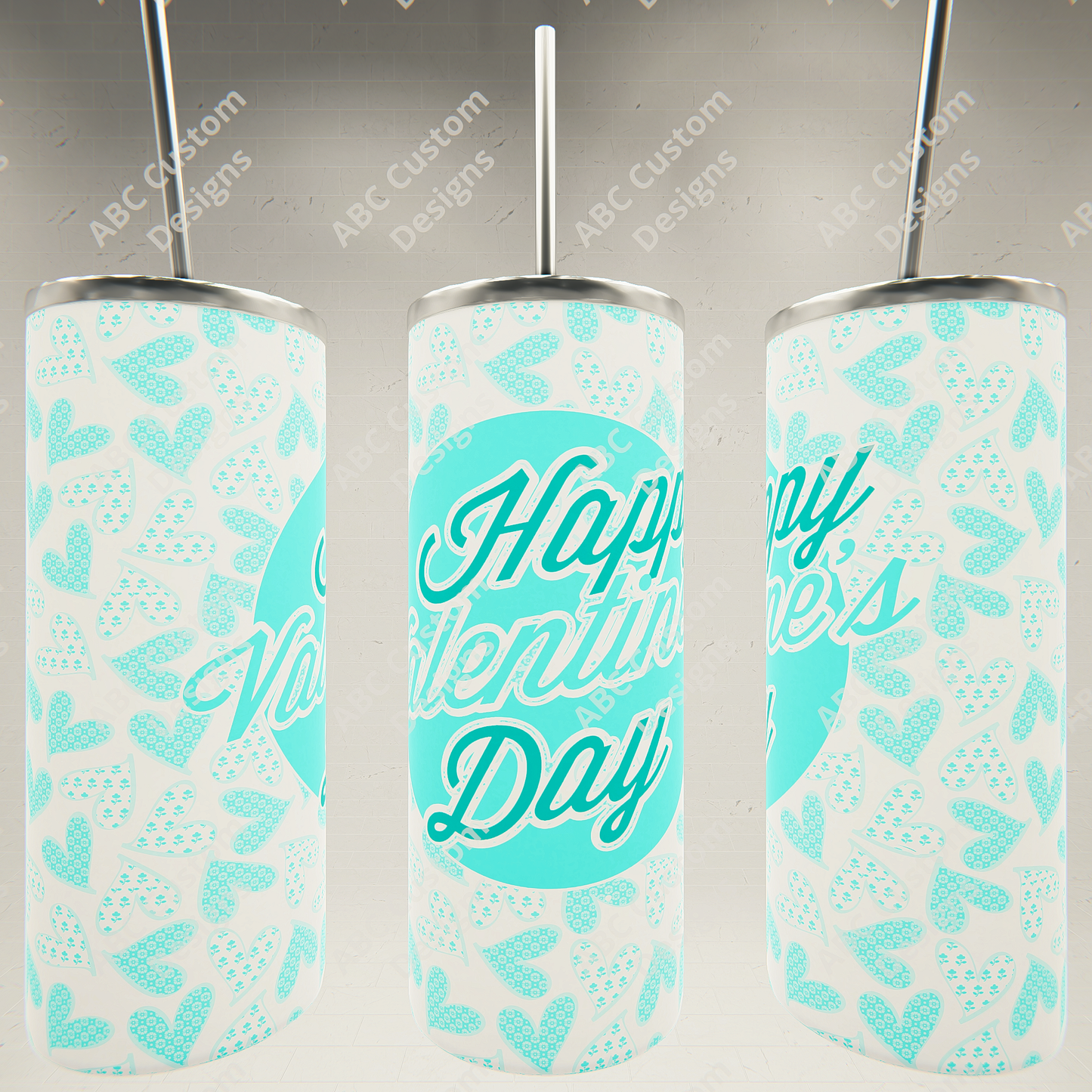 Happy Valentine's Day Tumbler - Turquoise