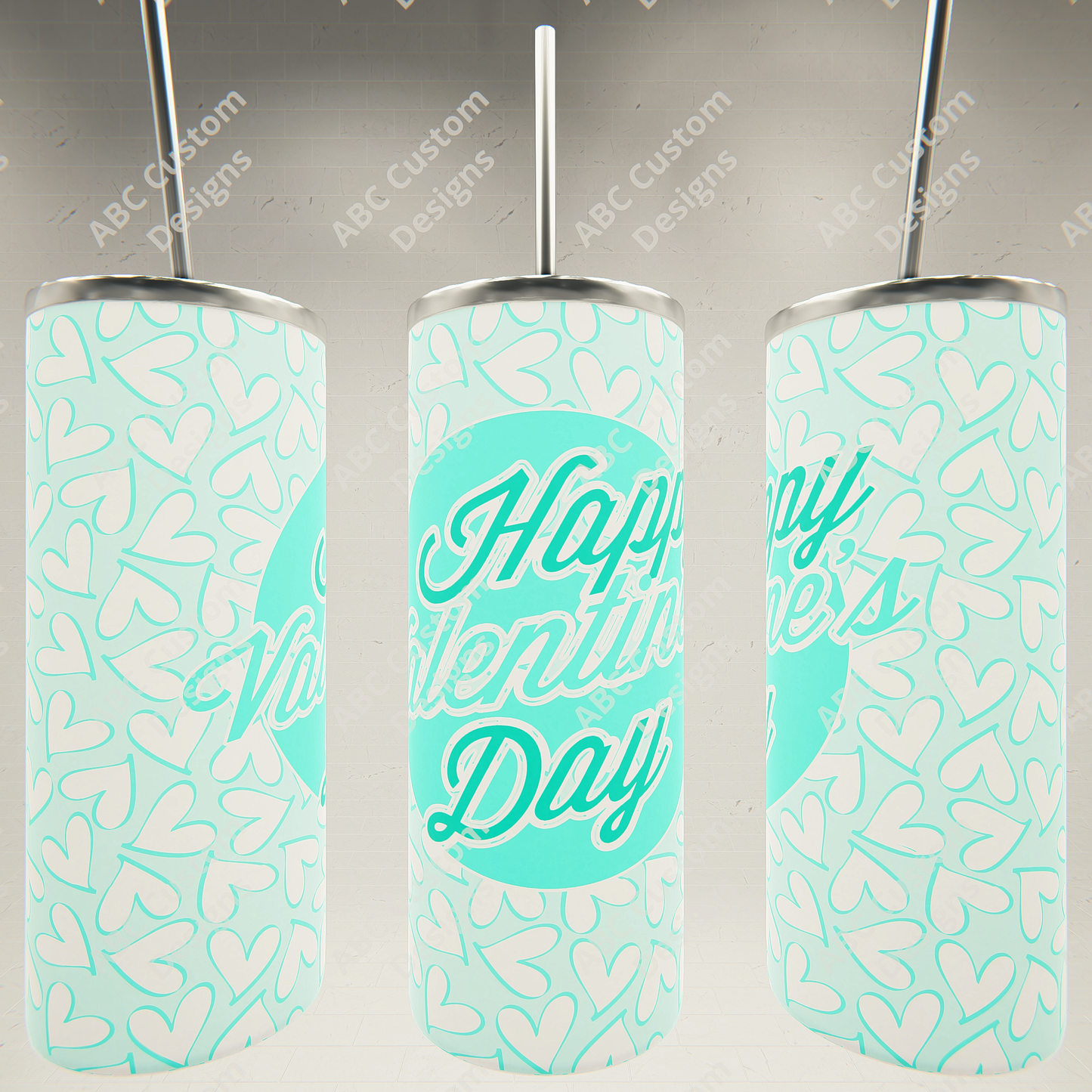 Happy Valentine's Day Tumbler - Turquoise