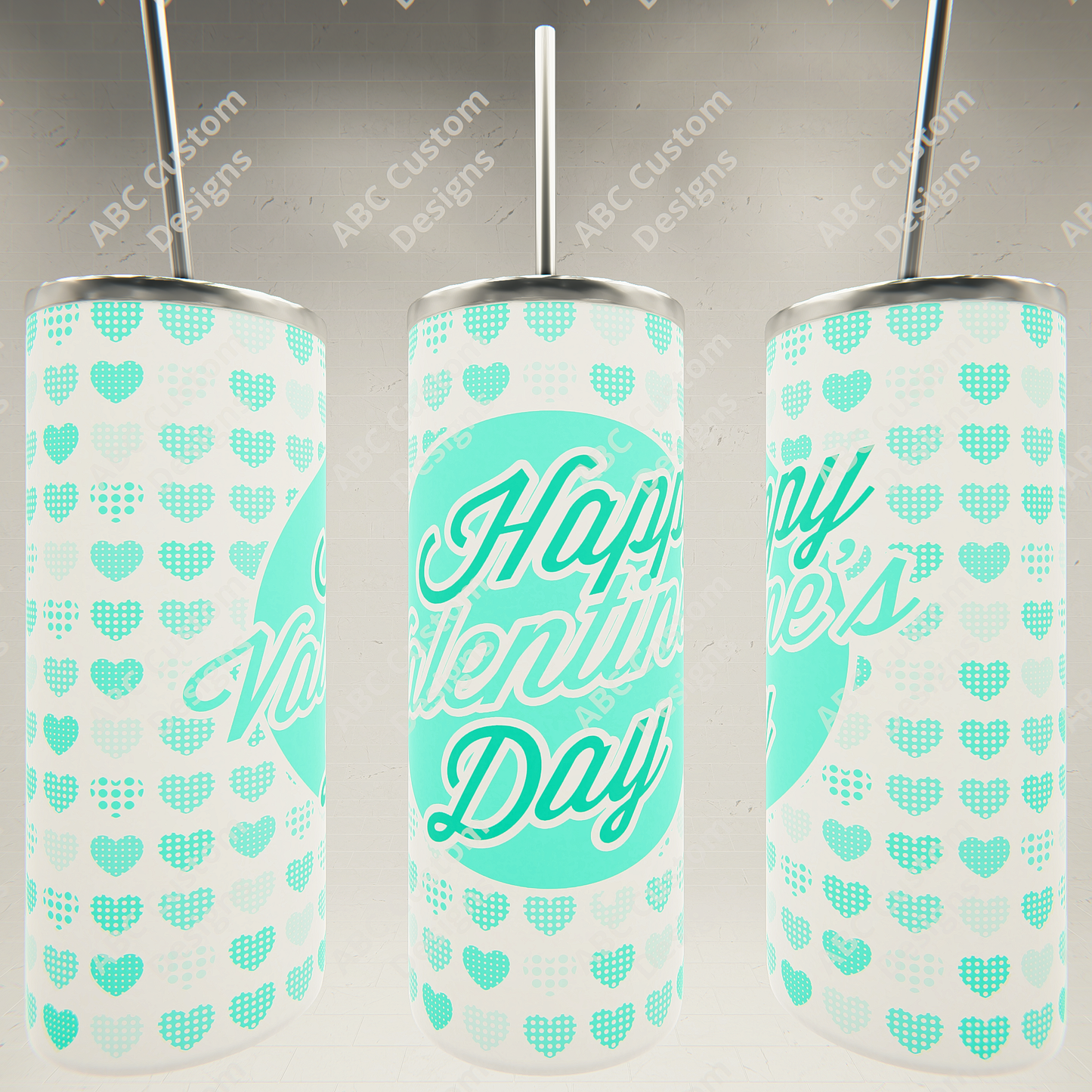 Happy Valentine's Day Tumbler - Turquoise