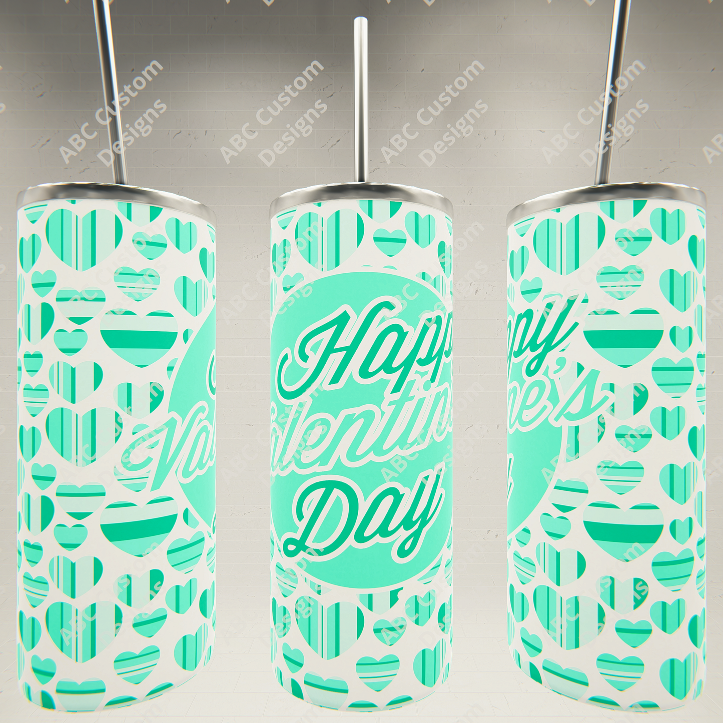 Turquoise Happy Valentine's Day Tumbler