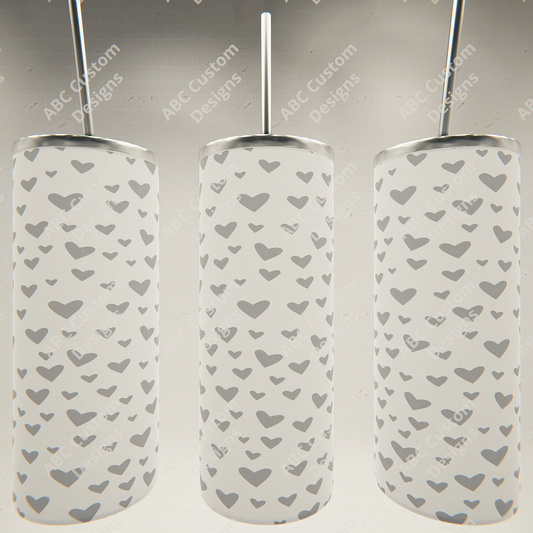 Valentine's Day Tumbler - Silver & White Hearts