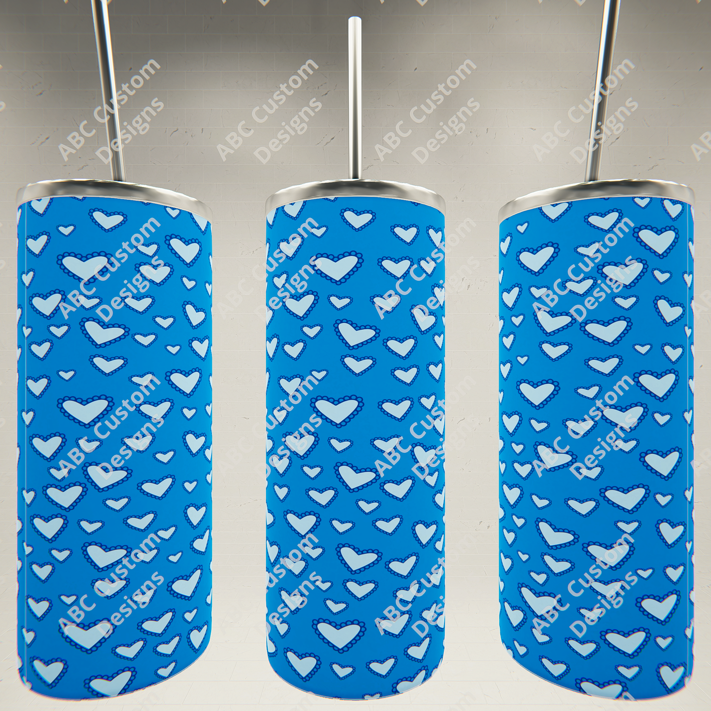 Valentine's Day Tumbler - Blue Hearts