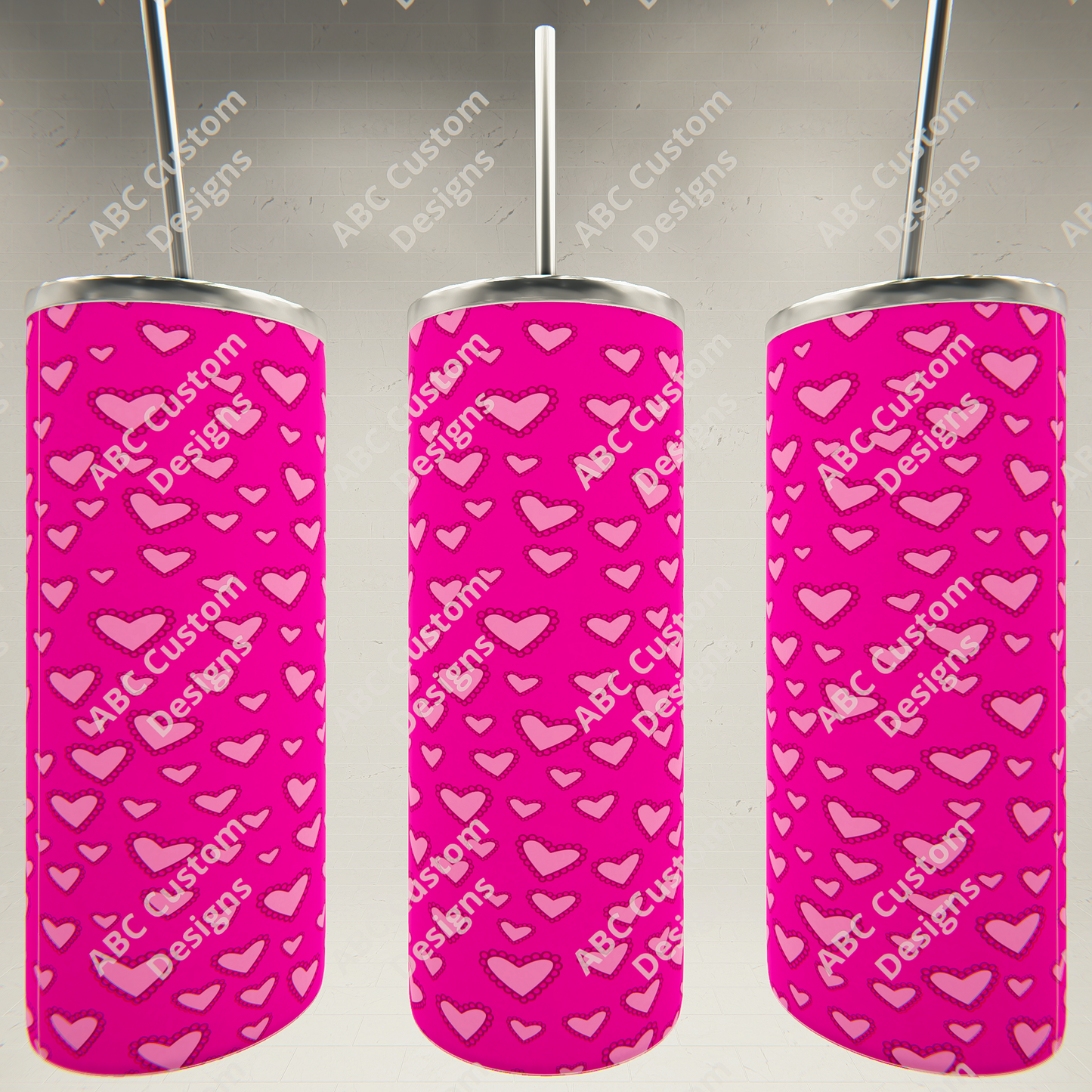 Valentine's Day Tumbler - Pink Hearts