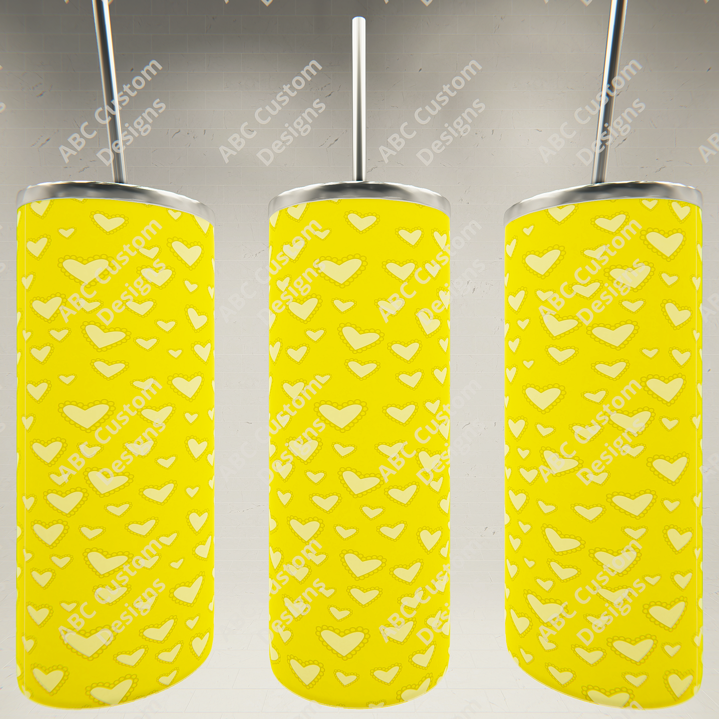 Valentine's Day Tumbler - Yellow Hearts