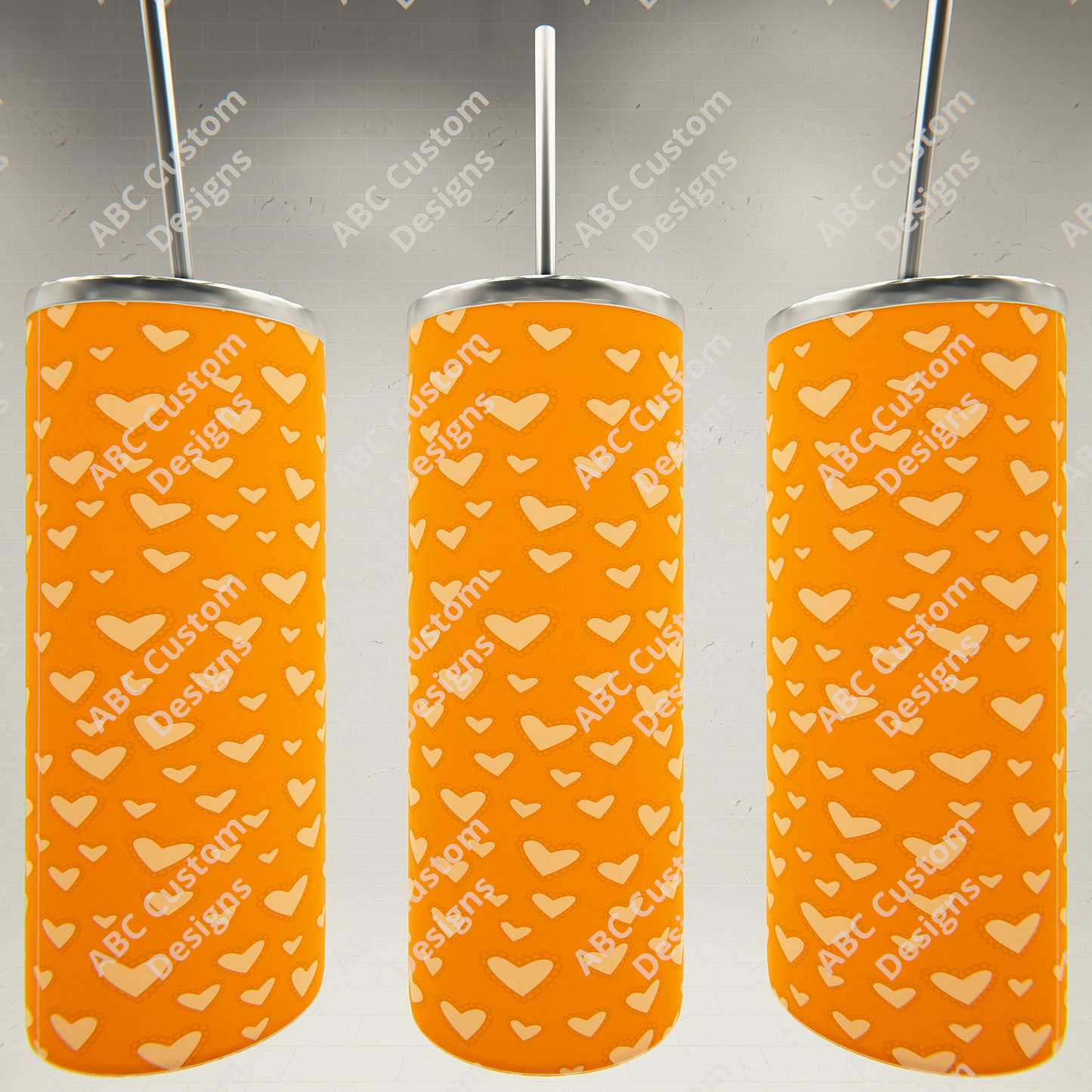 Valentine's Day Tumbler - Orange Hearts