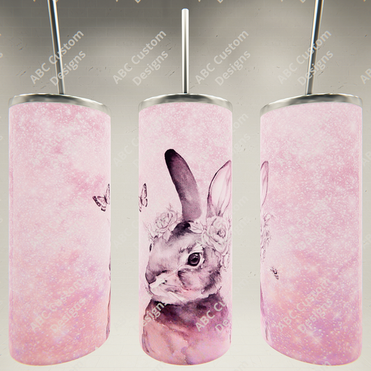 Pink Glitter Rabbit - Valentine's Day Tumbler