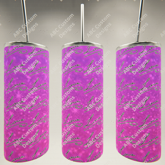 Valentine's Day Tumbler - Purple Glitter