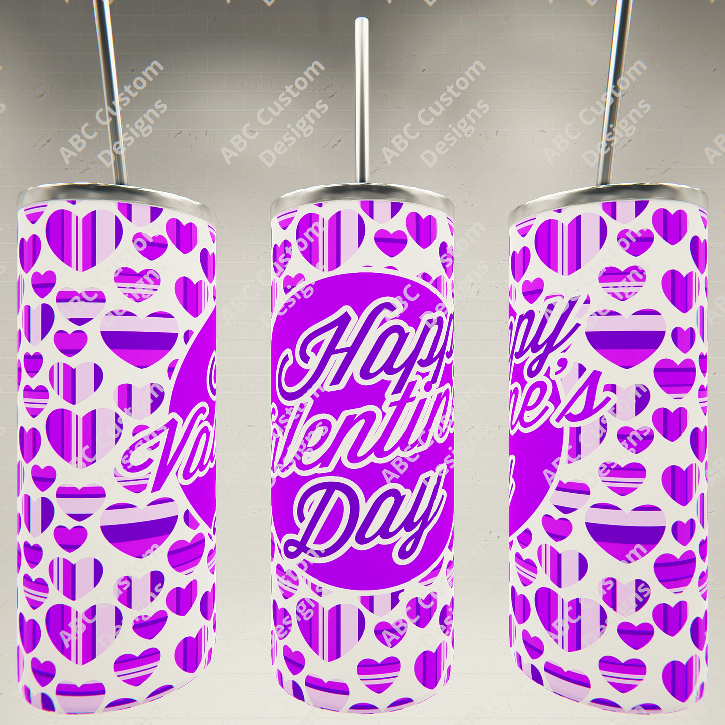 Purple Happy Valentine's Day Tumbler