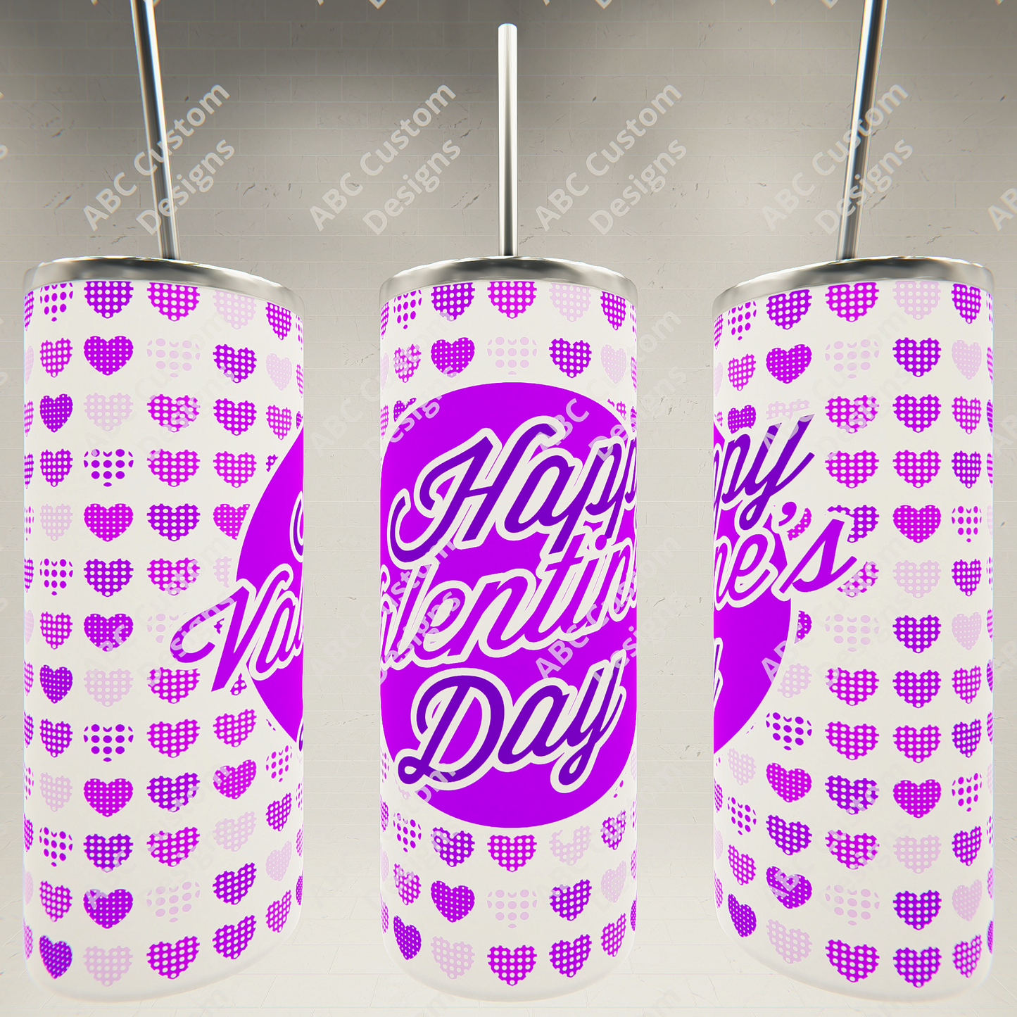 Purple Happy Valentine's Day Tumbler