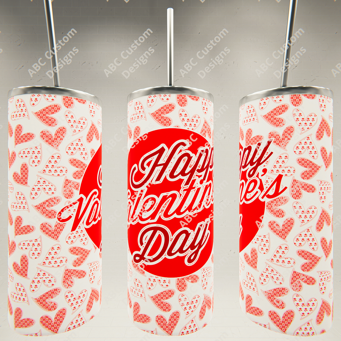 Red Happy Valentine's Day Tumbler