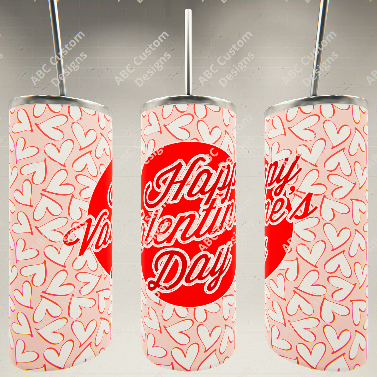 Red Happy Valentine's Day Tumbler