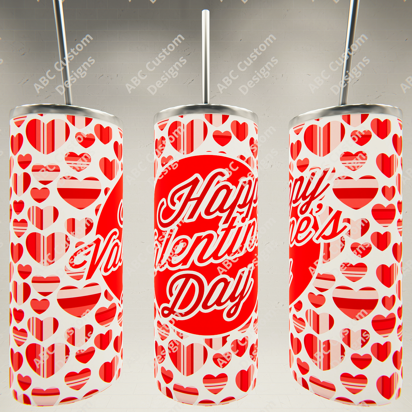 Red Happy Valentine's Day Tumbler