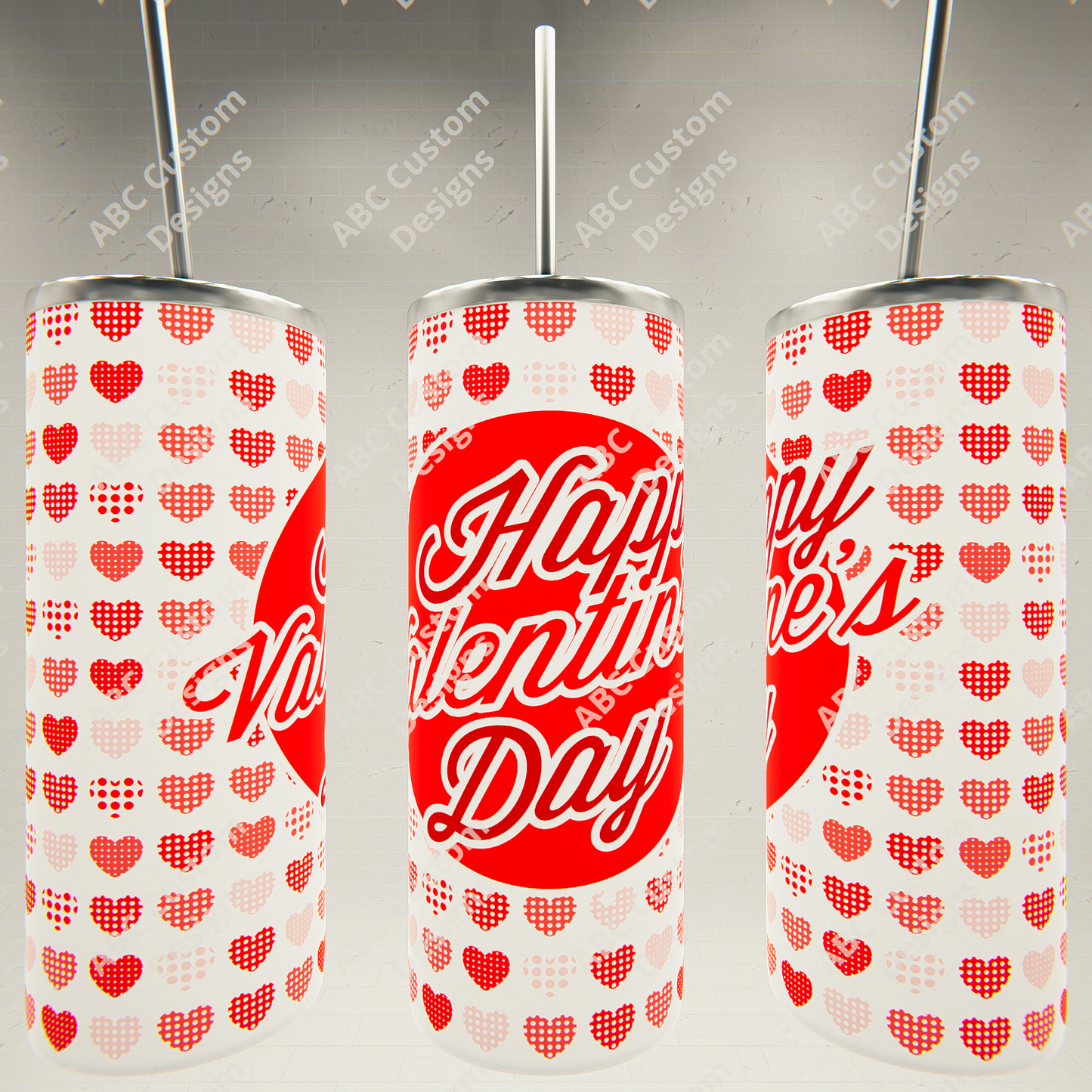 Red Happy Valentine's Day Tumbler