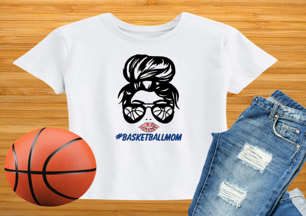 Messy Bun #basketballmom Shirt - Blue