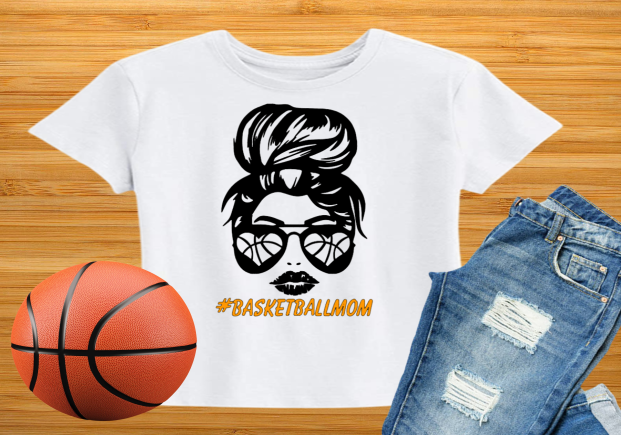 Messy Bun #basketballmom Shirt - Black and Orange