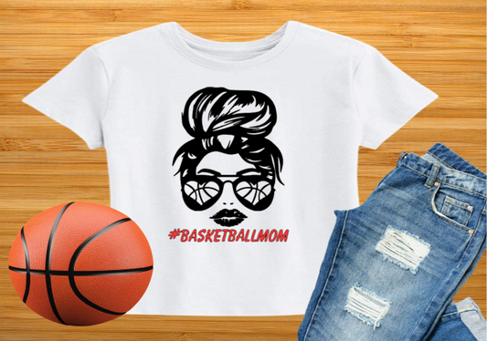 Messy Bun #basketballmom Shirt - Red